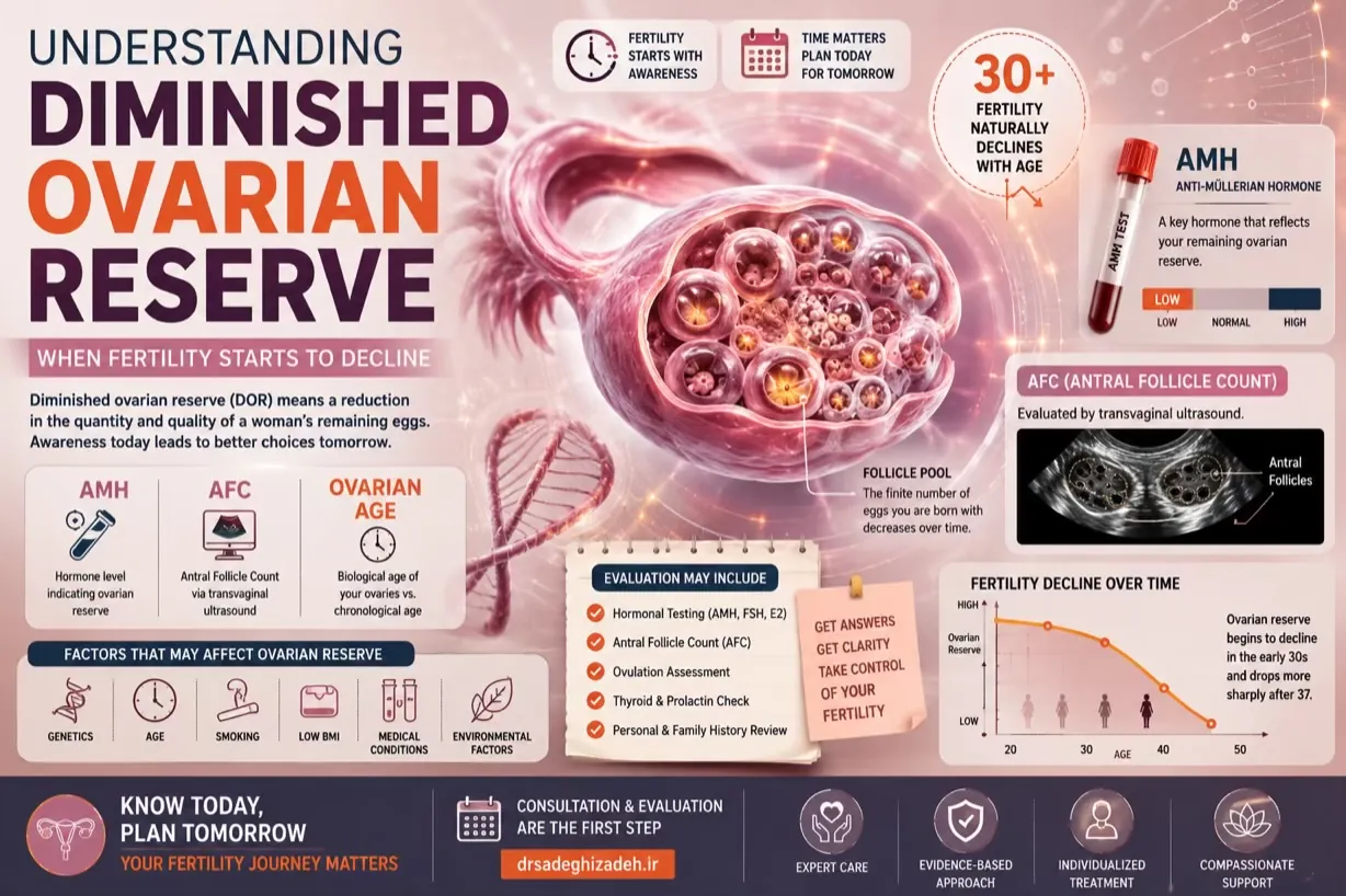 کاهش ذخیره تخمدان؛ علل، علائم، آزمایش AMH و تأثیر آن بر باروری